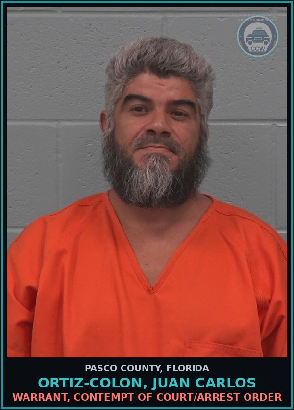 Booking mugshot of ORTIZ-COLON, JUAN CARLOS in Pasco County