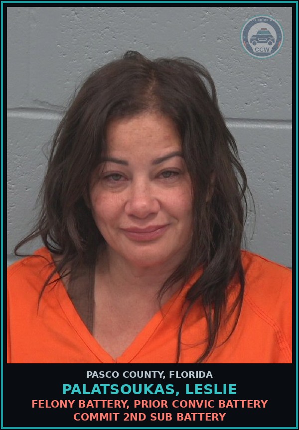 Booking mugshot of PALATSOUKAS, LESLIE in Pasco County