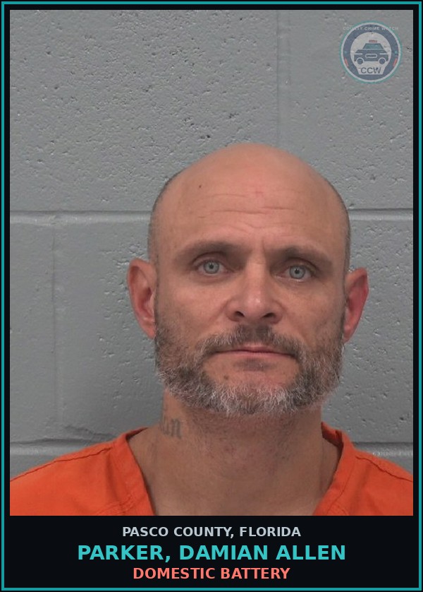 Booking mugshot of PARKER, DAMIAN ALLEN in Pasco County