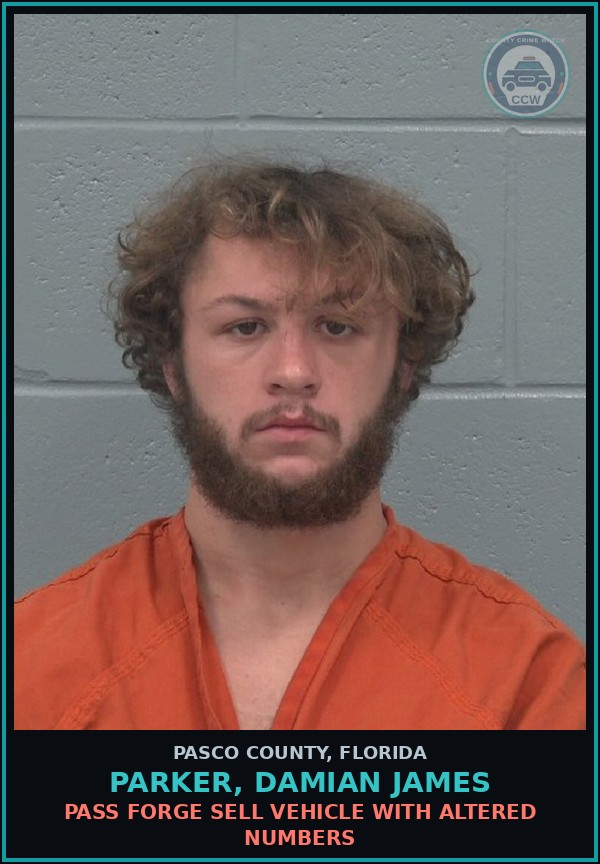 Booking mugshot of PARKER, DAMIAN JAMES in Pasco County