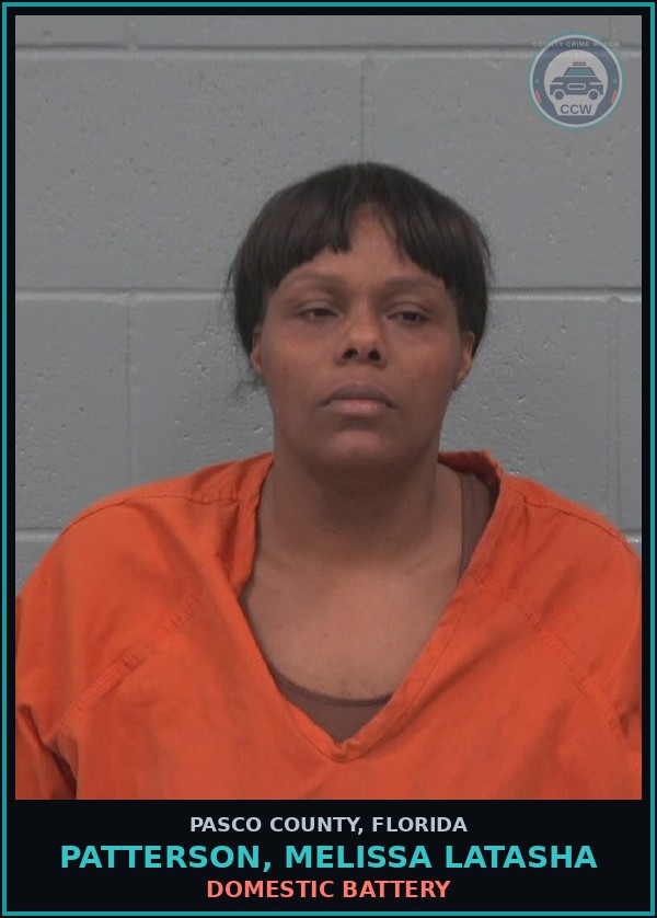 Booking mugshot of PATTERSON, MELISSA LATASHA in Pasco County