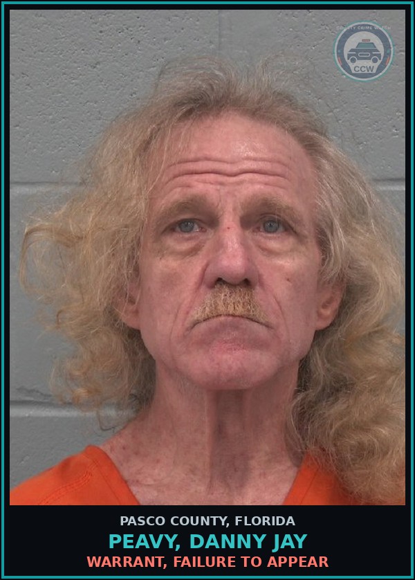Booking mugshot of PEAVY, DANNY JAY in Pasco County