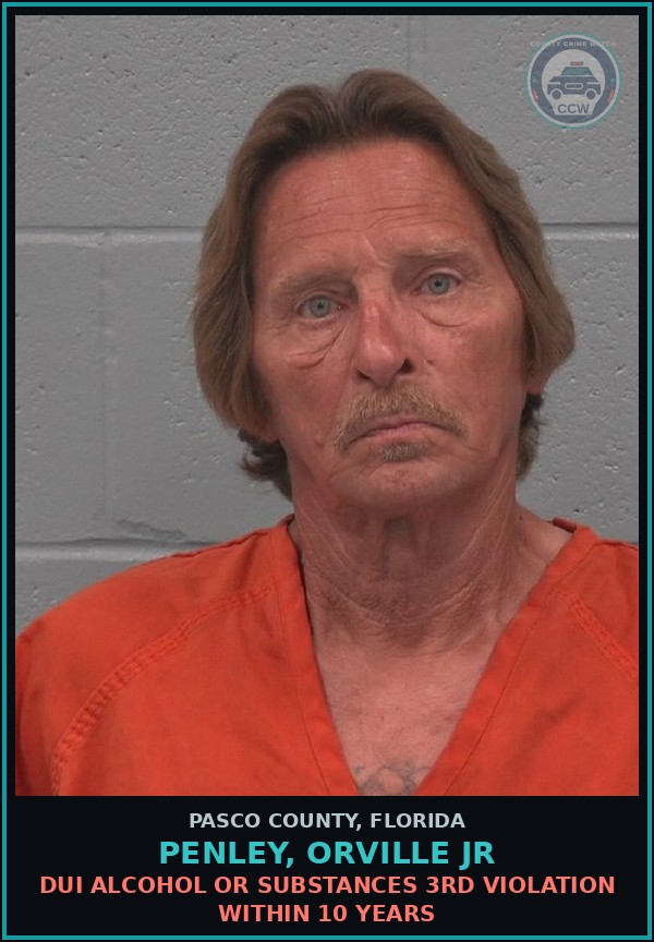 Booking mugshot of PENLEY, ORVILLE JR in Pasco County