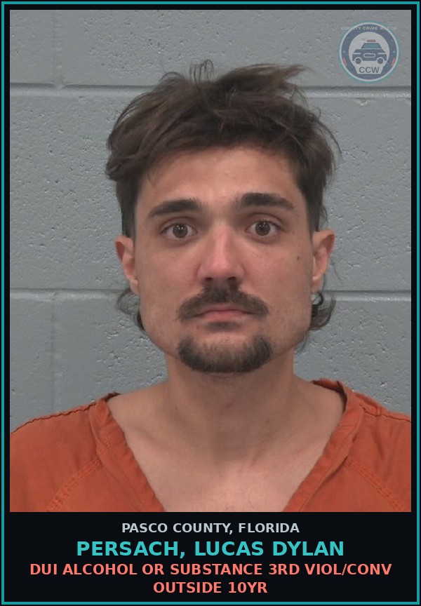 Booking mugshot of PERSACH, LUCAS DYLAN in Pasco County