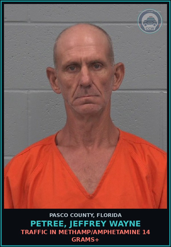 Booking mugshot of PETREE, JEFFREY WAYNE in Pasco County
