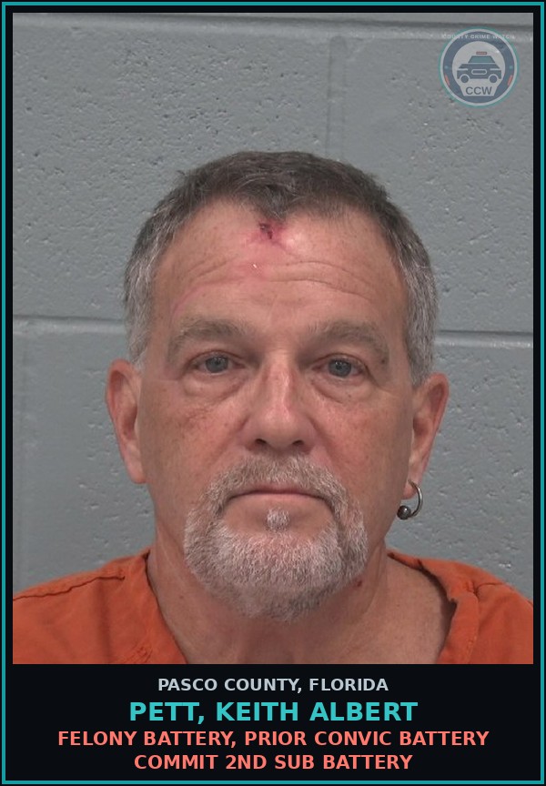 Booking mugshot of PETT, KEITH ALBERT in Pasco County