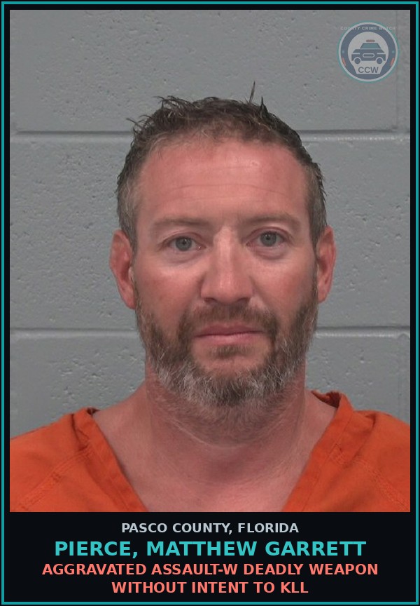 Booking mugshot of PIERCE, MATTHEW GARRETT in Pasco County