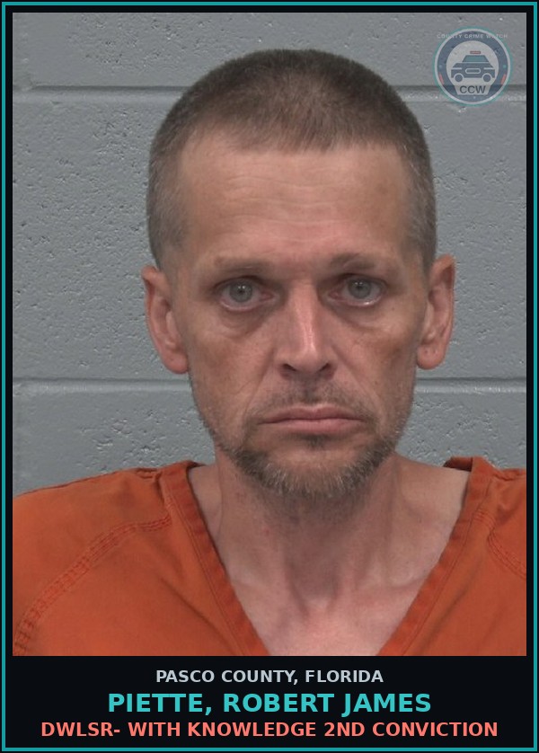 Booking mugshot of PIETTE, ROBERT JAMES in Pasco County