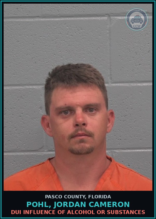 Booking mugshot of POHL, JORDAN CAMERON in Pasco County