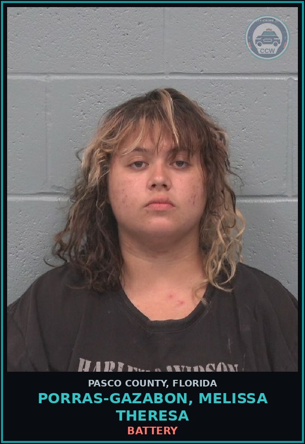 Booking mugshot of PORRAS-GAZABON, MELISSA THERESA in Pasco County