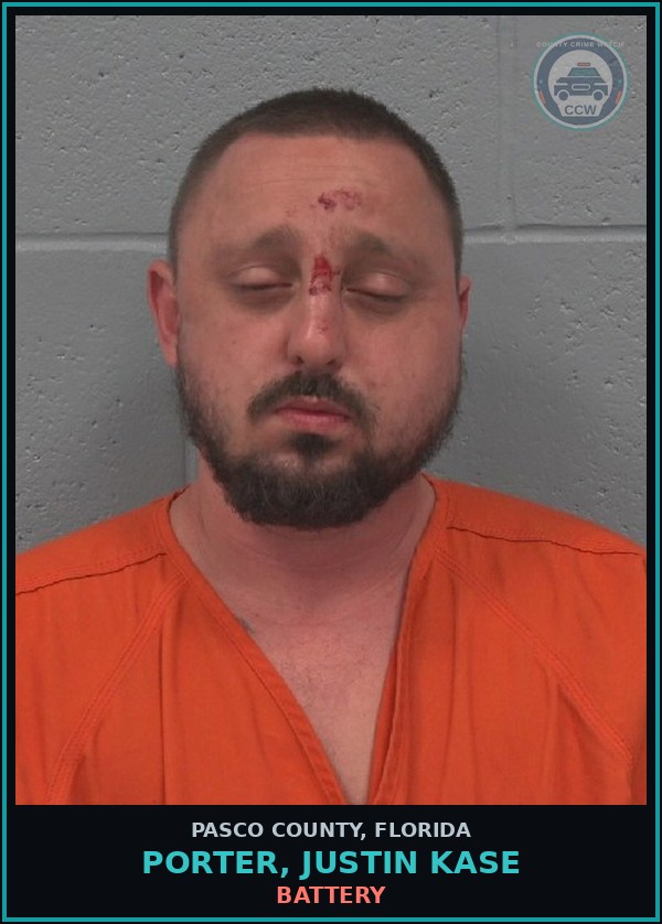 Booking mugshot of PORTER, JUSTIN KASE in Pasco County