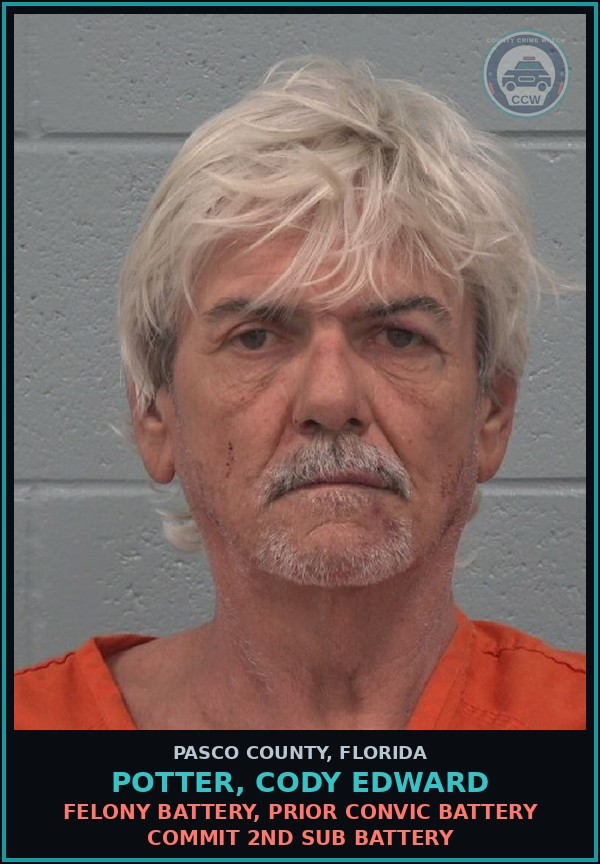 Booking mugshot of POTTER, CODY EDWARD in Pasco County