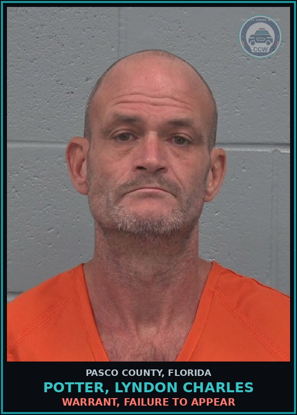 Booking mugshot of POTTER, LYNDON CHARLES in Pasco County