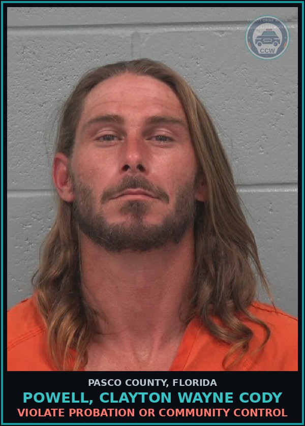 Booking mugshot of POWELL, CLAYTON WAYNE CODY in Pasco County