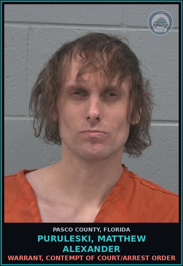 Booking mugshot of PURULESKI, MATTHEW ALEXANDER in Pasco County