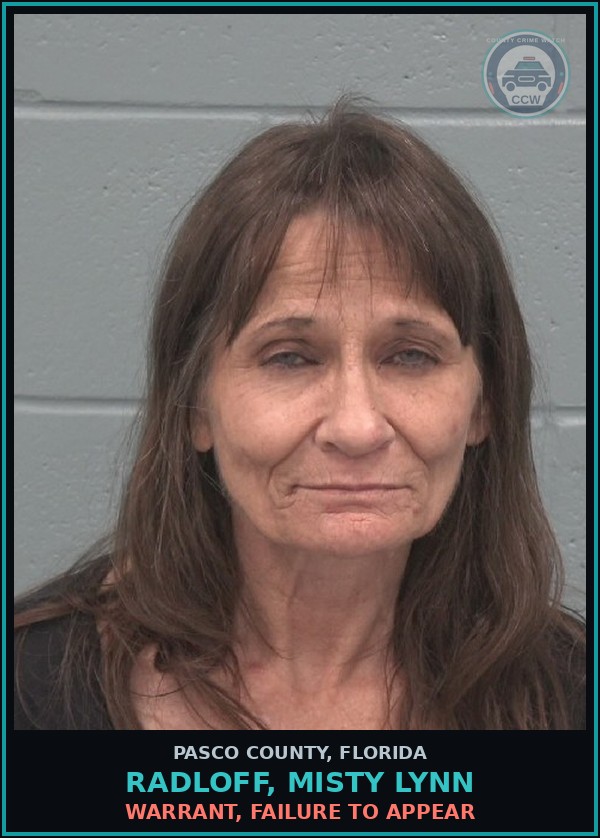 Booking mugshot of RADLOFF, MISTY LYNN in Pasco County