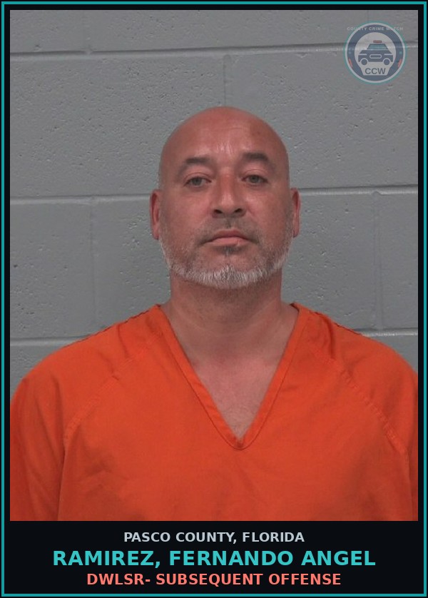 Booking mugshot of RAMIREZ, FERNANDO ANGEL in Pasco County