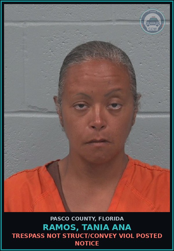 Booking mugshot of RAMOS, TANIA ANA in Pasco County