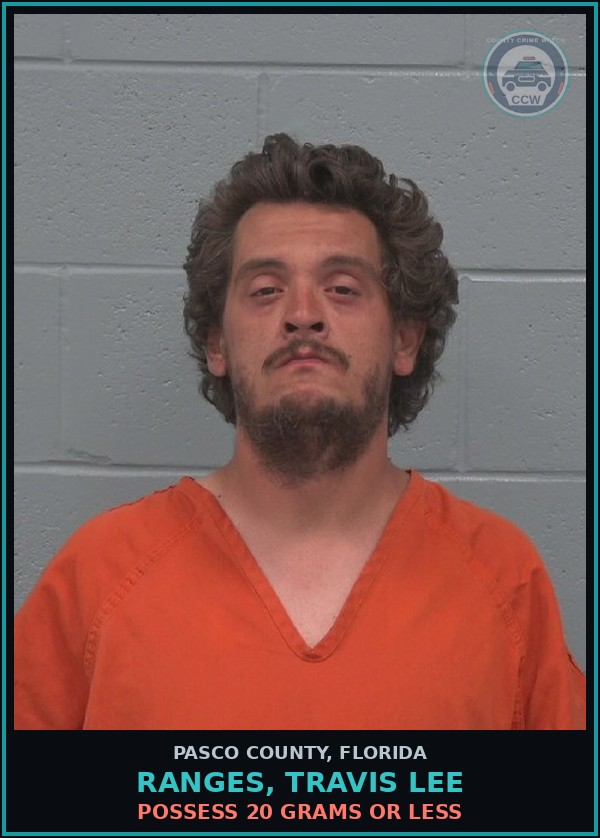 Booking mugshot of RANGES, TRAVIS LEE in Pasco County