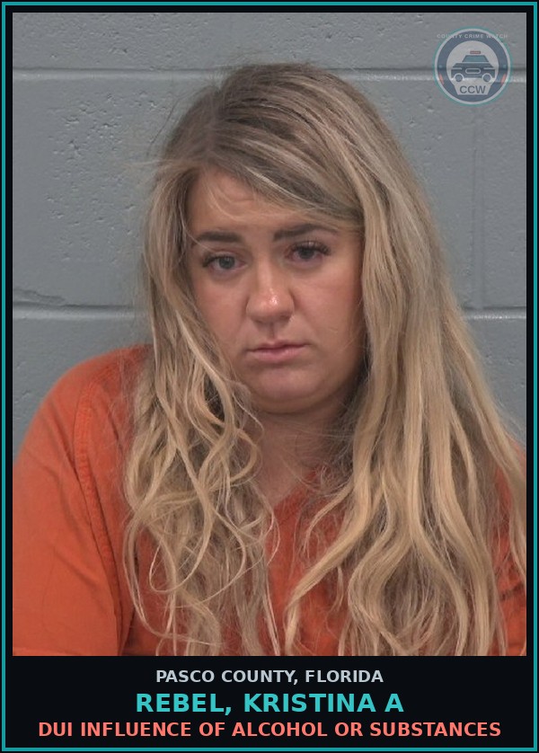 Booking mugshot of REBEL, KRISTINA A in Pasco County