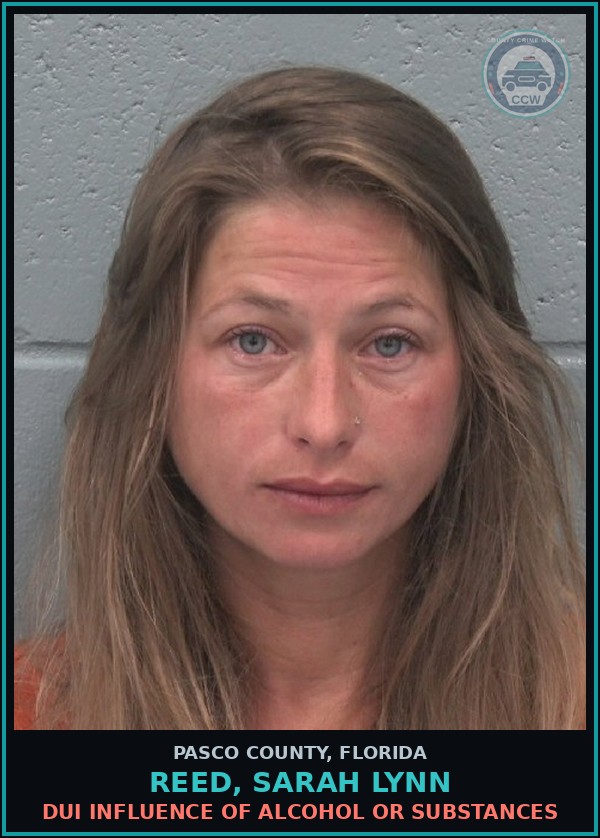 Booking mugshot of REED, SARAH LYNN in Pasco County