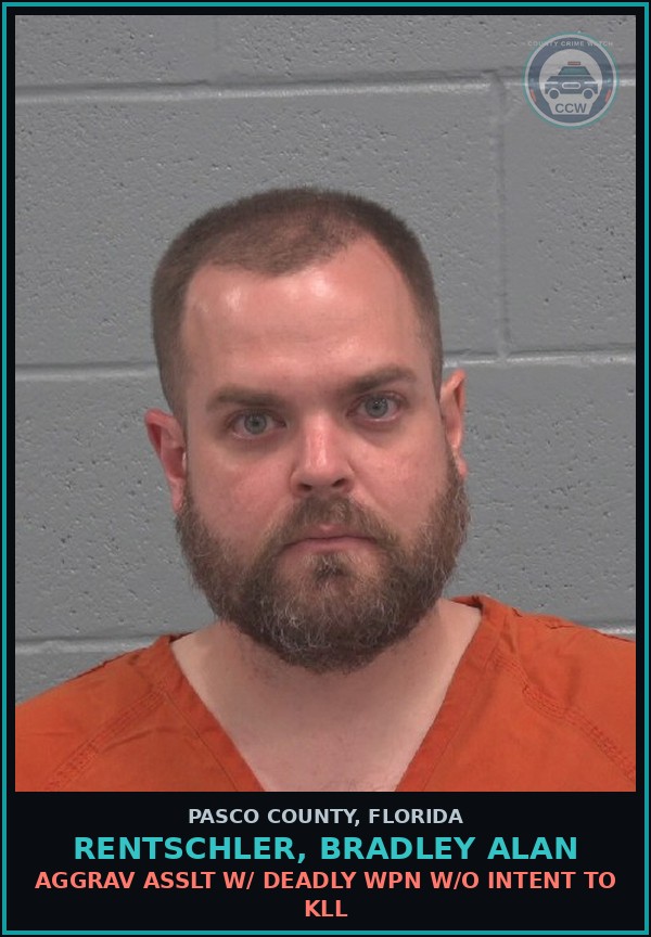 Booking mugshot of RENTSCHLER, BRADLEY ALAN in Pasco County
