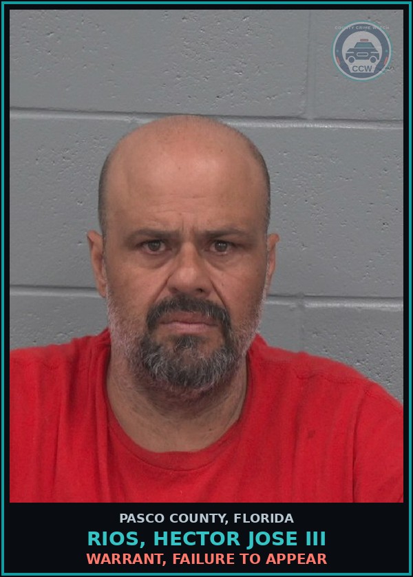 Booking mugshot of RIOS, HECTOR JOSE III in Pasco County
