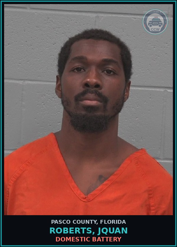 Booking mugshot of ROBERTS, JQUAN in Pasco County
