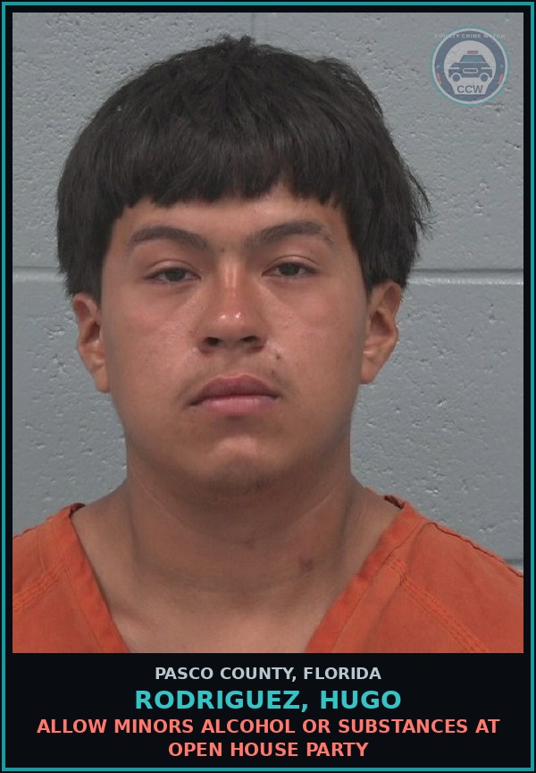Booking mugshot of RODRIGUEZ, HUGO in Pasco County