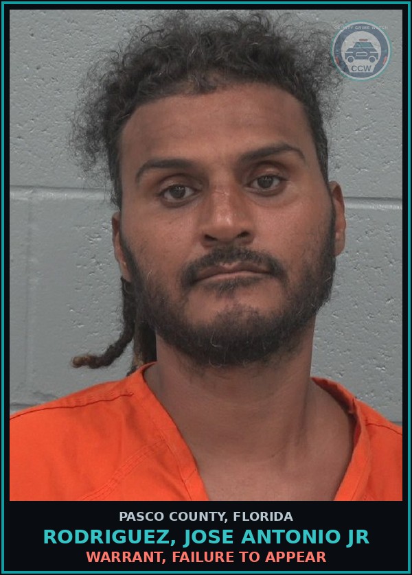 Booking mugshot of RODRIGUEZ, JOSE ANTONIO JR in Pasco County