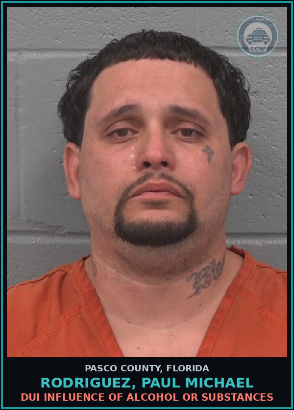Booking mugshot of RODRIGUEZ, PAUL MICHAEL in Pasco County