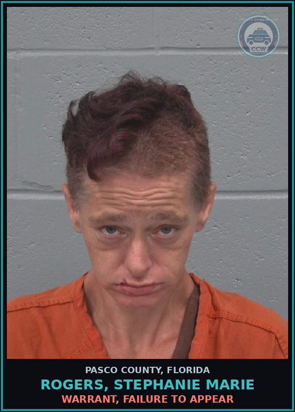 Booking mugshot of ROGERS, STEPHANIE MARIE in Pasco County