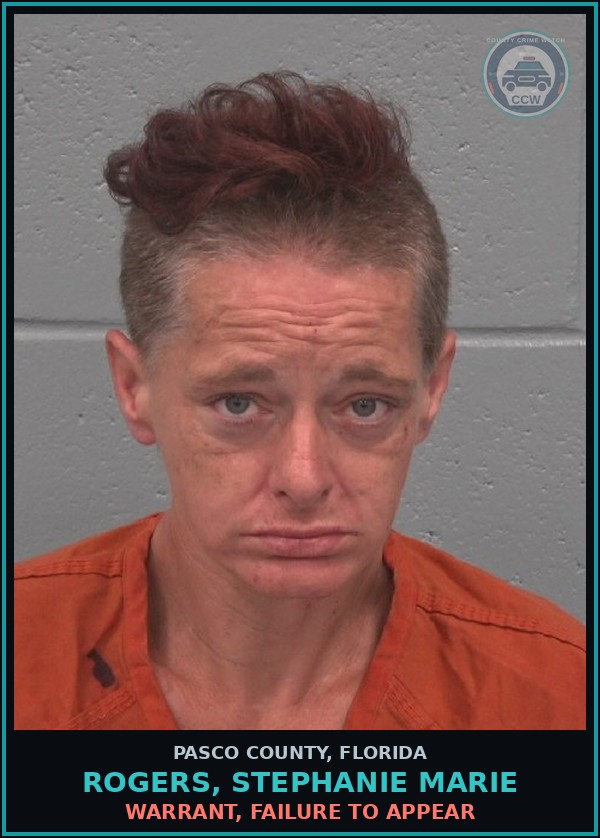 Booking mugshot of ROGERS, STEPHANIE MARIE in Pasco County