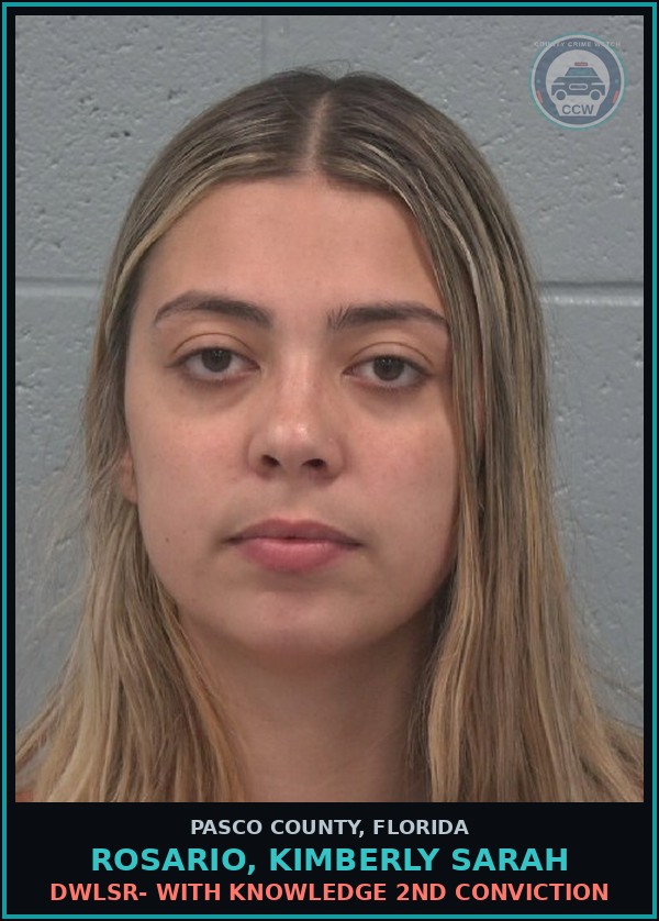 Booking mugshot of ROSARIO, KIMBERLY SARAH in Pasco County