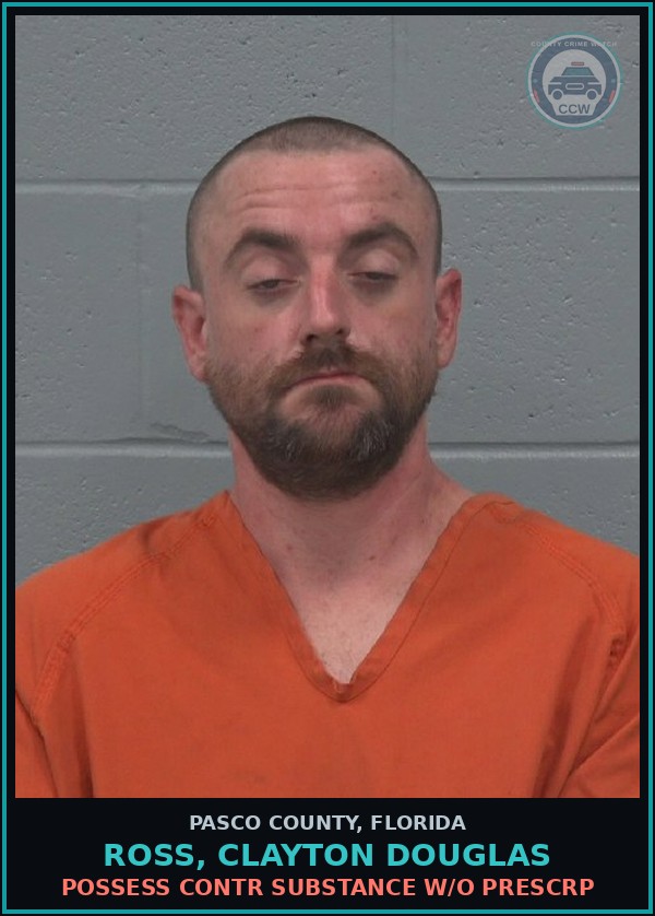 Booking mugshot of ROSS, CLAYTON DOUGLAS in Pasco County
