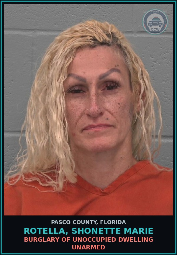 Booking mugshot of ROTELLA, SHONETTE MARIE in Pasco County