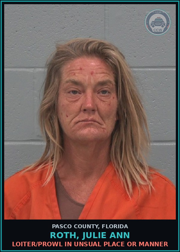 Booking mugshot of ROTH, JULIE ANN in Pasco County