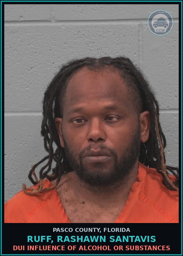 Booking mugshot of RUFF, RASHAWN SANTAVIS in Pasco County