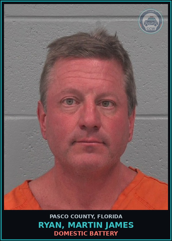 Booking mugshot of RYAN, MARTIN JAMES in Pasco County