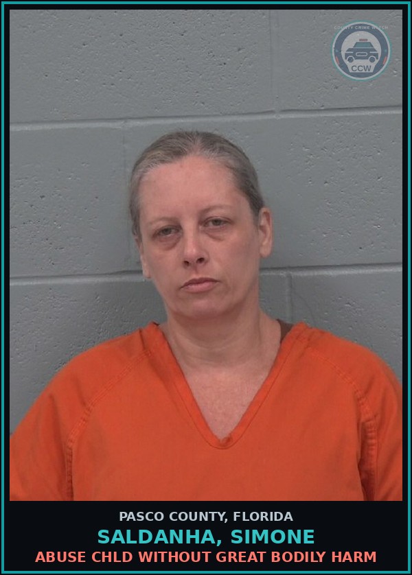 Booking mugshot of SALDANHA, SIMONE in Pasco County
