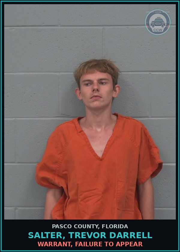 Booking mugshot of SALTER, TREVOR DARRELL in Pasco County