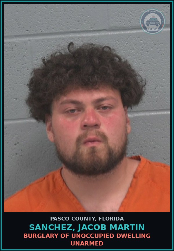 Booking mugshot of SANCHEZ, JACOB MARTIN in Pasco County