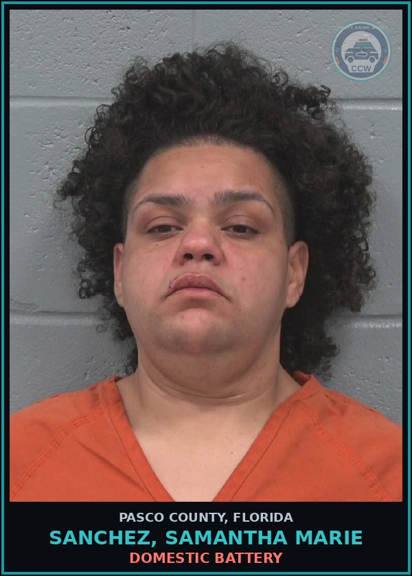 Booking mugshot of SANCHEZ, SAMANTHA MARIE in Pasco County