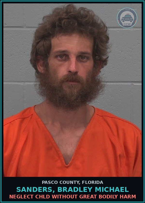 Booking mugshot of SANDERS, BRADLEY MICHAEL in Pasco County