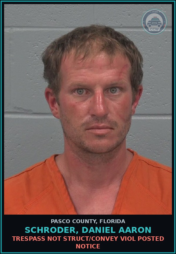 Booking mugshot of SCHRODER, DANIEL AARON in Pasco County