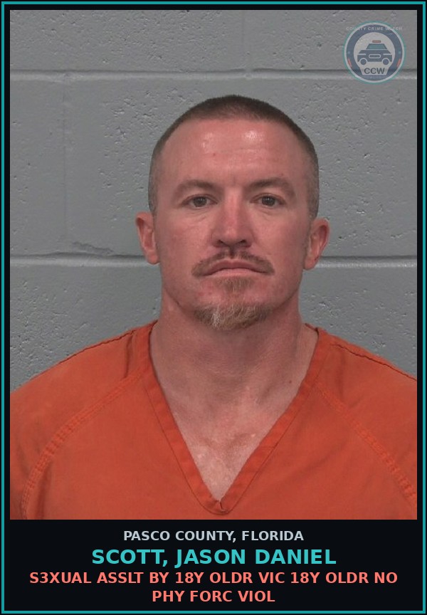 Booking mugshot of SCOTT, JASON DANIEL in Pasco County