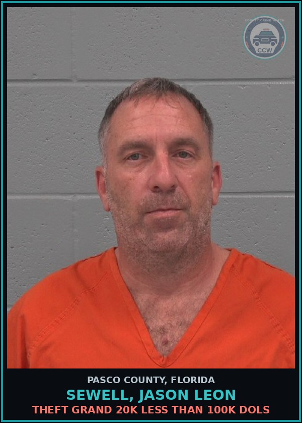 Booking mugshot of SEWELL, JASON LEON in Pasco County