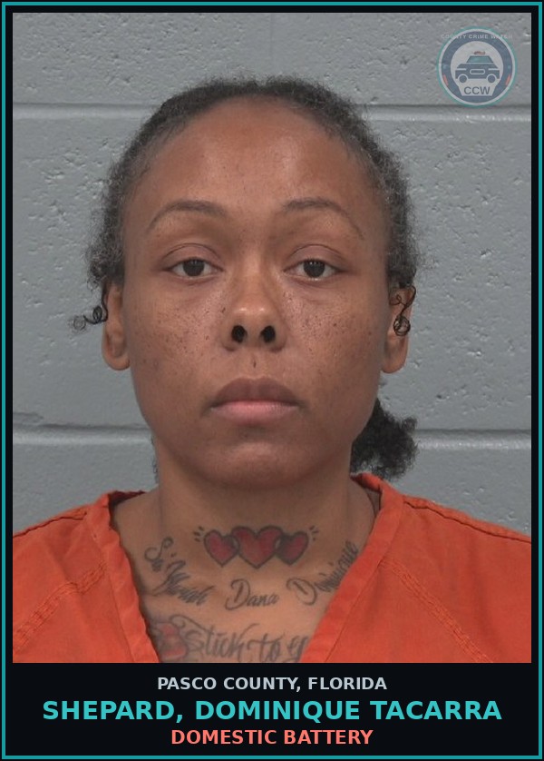Booking mugshot of SHEPARD, DOMINIQUE TACARRA in Pasco County