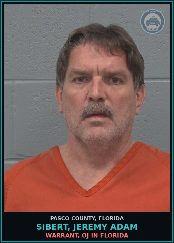 Booking mugshot of SIBERT, JEREMY ADAM in Pasco County