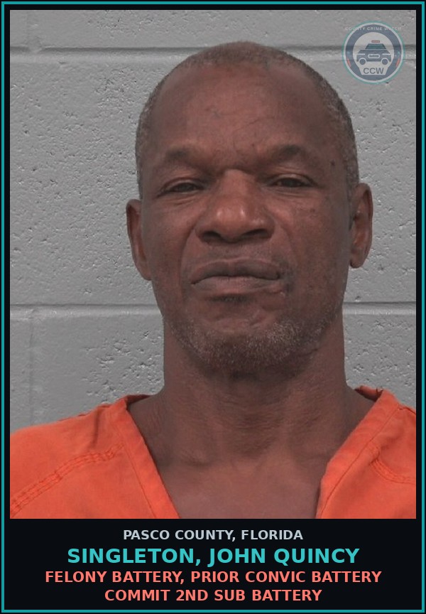 Booking mugshot of SINGLETON, JOHN QUINCY in Pasco County